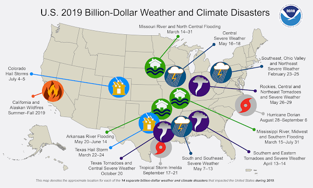 2019 US Billion Dollar Disasters Map